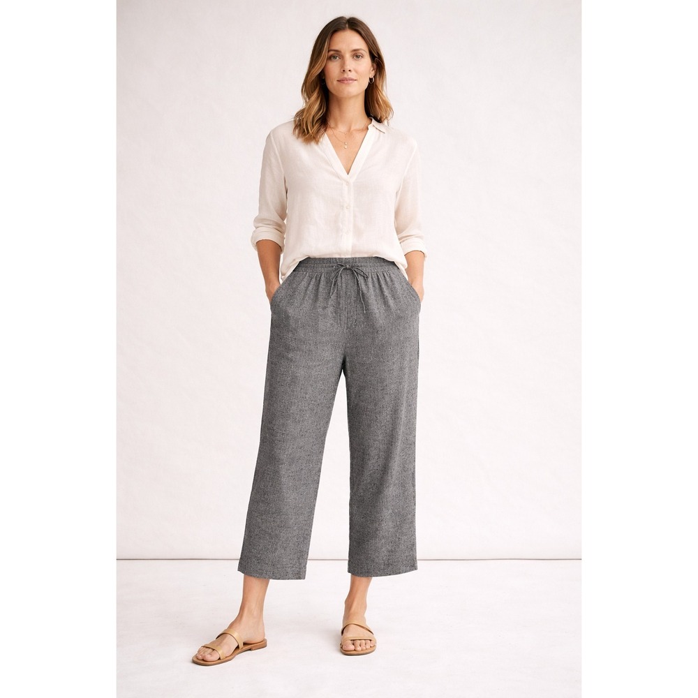 Jones NY‎ Signature Linen Pull On Pants Plus 2X Gray Pockets Casual Minimalist